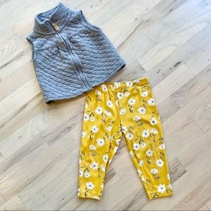 Carter’s Floral Print Outfit with Matching Quilted Vest | 18 Months